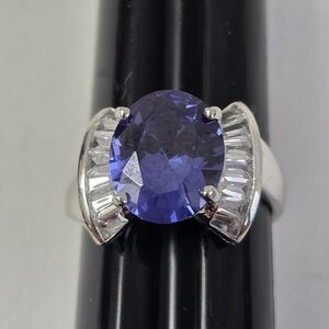 Sterling Silver 925 Elegant Ring with Oval Iolite